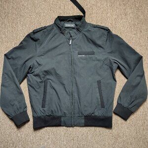 MEMBERS ONLY Racer Jacket Men L Black Full Zip Lightweight Windbreaker Classic